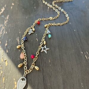 Chico's Gold Necklace with Colorful Charms